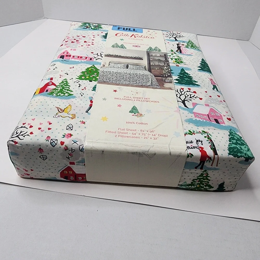 Cath Kidston London Shine Bright Cream FULL 4 Pc Sheet Set 100% Cotton *NEW*